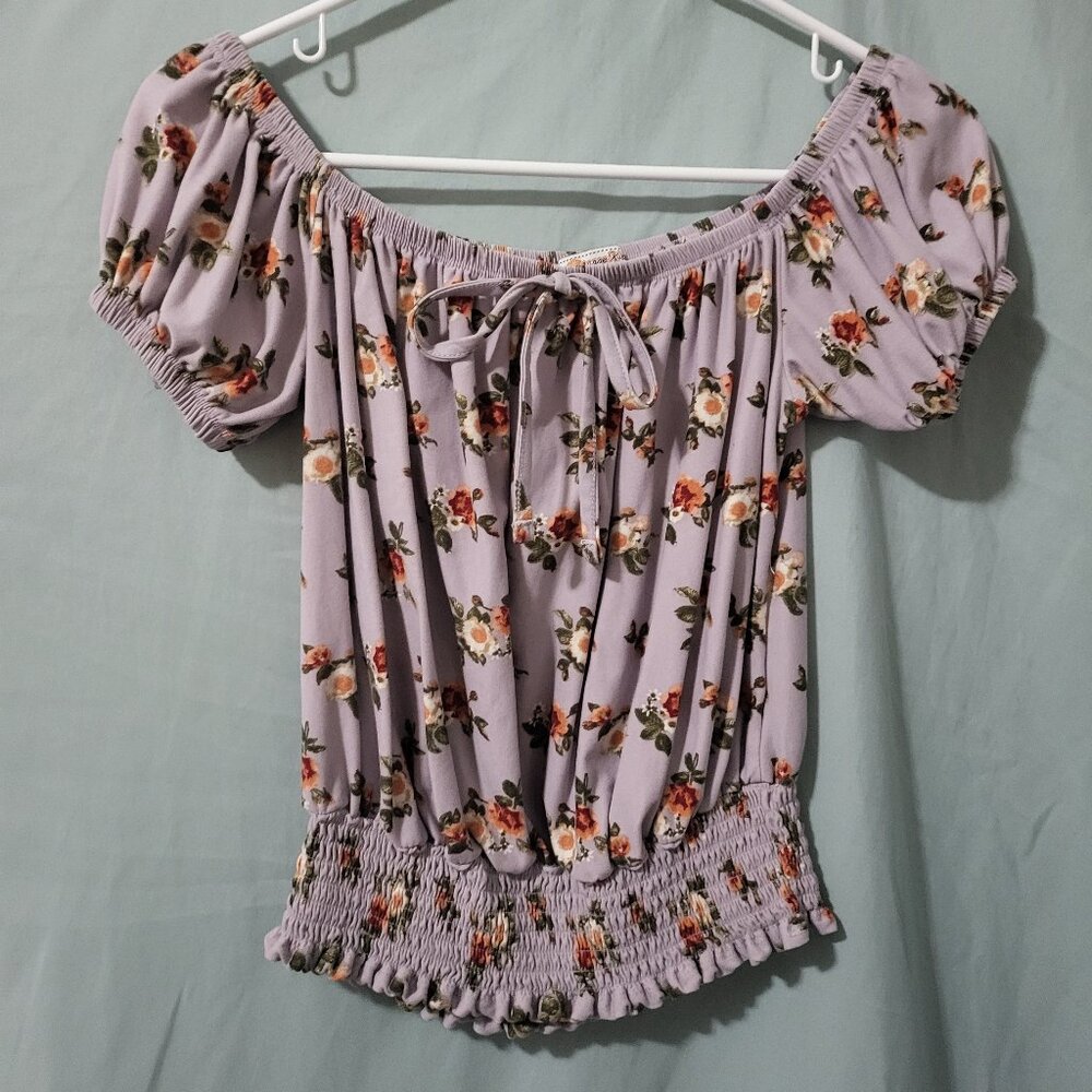 Purple Flower Crop Top